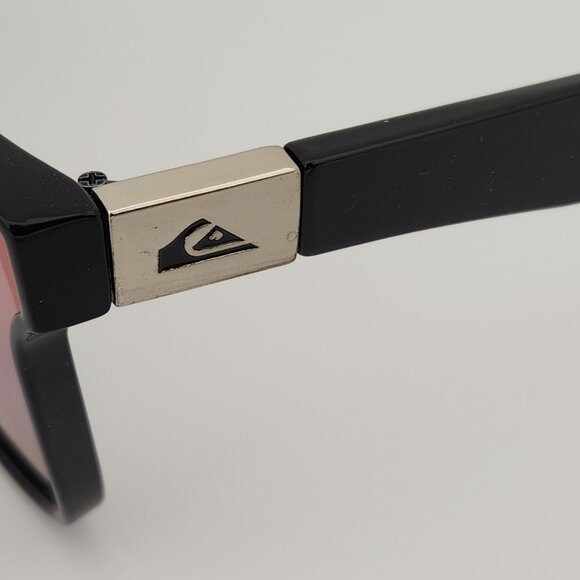 Quiksilver Round Flat Lens Sunglasses Gloss Black Frame Blue-Mirror Lens NEW Q24 - Picture 9 of 11